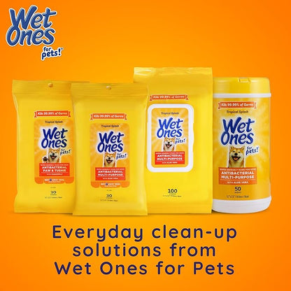 Wet Ones for Pets Antibacterial Dog Paw Cleaner with Built-in Scrubber Brush, Tropical Splash Scent - Foaming Cleanser for Dog Paws - Paw Washer & Grooming Care, 5 Ounce