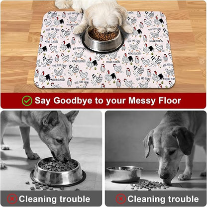 Dog Food Mats for Floors Waterproof Mat for Cat Food and Water Bowls - Absorbent Quick Dry Non Slip Mat for Pet Feeding