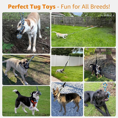 LOOBANI Outdoor Bungee Tug Toy, Dog Toy Hanging from Tree for Small to Large Dogs, Interactive Exercise Play Cord & Tether with Chew Rope Toy (Tree Stump Tug of War-Black)