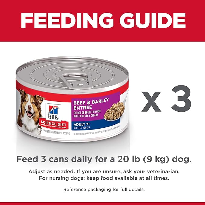 Hill's Science Diet Adult 7+ Wet Dog Food, Beef & Barley, 5.8 oz. Cans, 24-Pack
