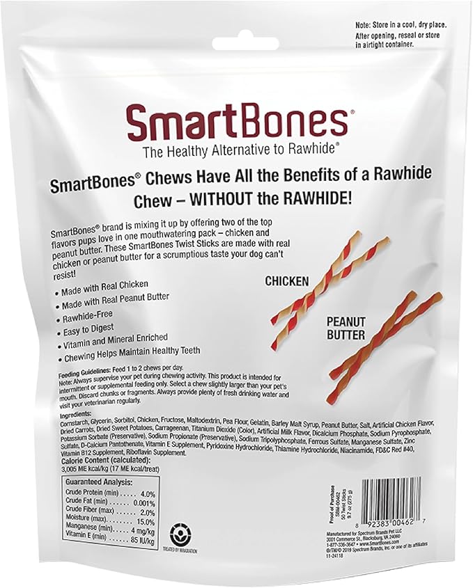 SmartBones Twist Sticks, Treat Your Dog to a Rawhide-Free Chew Made with Real Chicken and Vegetables