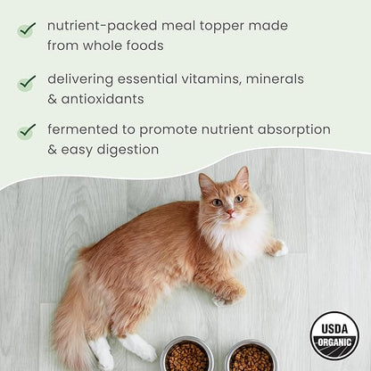 Dr. Mercola Bark & Whiskers Organic Fermented Superfoods - Nutrient-Rich Meal Topper for Dogs & Cats - with Antioxidants - Cheddar Flavor - USDA Organic - 60 Scoops