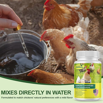Dewormer for Chickens, Laying Hens, Poultry & More, Fenbendazole for All Wormers, Tapeworms, Roundworms & Hookworms, 20ml