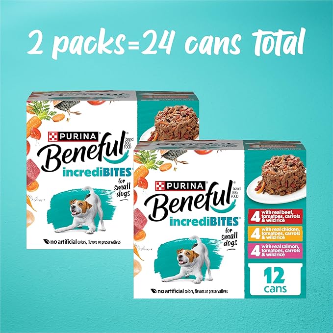 Purina Beneful Small Breed Wet Dog Food Variety Pack, IncrediBites - (2 Packs of 12) 3 oz. Cans