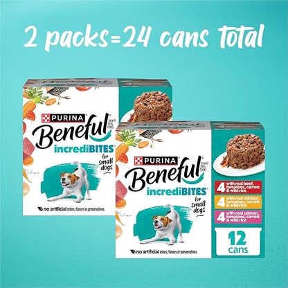 Purina Beneful Small Breed Wet Dog Food Variety Pack, IncrediBites - (2 Packs of 12) 3 oz. Cans