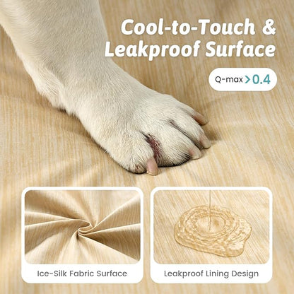 Cooling Dog Bed for Extra Large Dogs, Q-Max >0.4 Summer Cool Orthopedic Foam Pet Sofa Bed with Sides, Bolster Anti-Slip Couch with Washable Removable Cover, XXL 48x35x7.5 inch, Beige