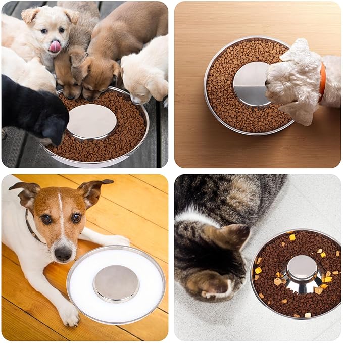 4 Pack Stainless Steel Puppy Bowls, Puppy Feeding Bowls for Litter, 11.8″ Metal Dog Food and Water Bowl Set for Small Dogs Cats, Puppys Feeders for Multiple Puppies, Whelping Supplies