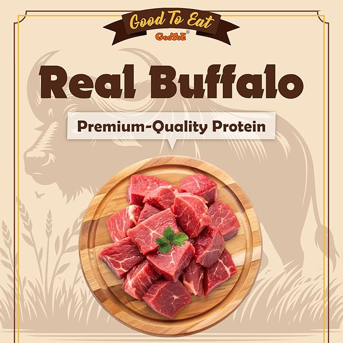 Gootoe Buffalo Dog Treats, Natural Low-Fat Chews for Training & Rewards, Limited Ingredient, Puppy Treats for Medium Dogs, Resealable Bag, Buffalo Bites Stick (Large), 8 oz