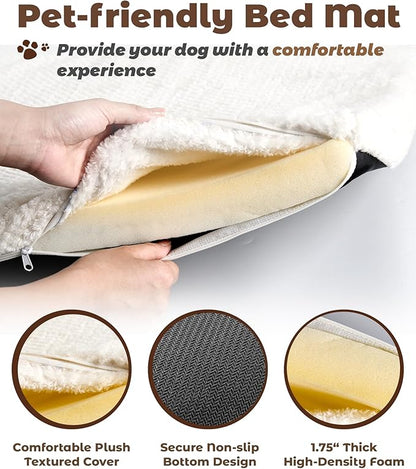Upolana Dog Crate Furniture, 32 inch Medium Dog Crates with Bed Mat, Wooden Dog Kennel Furniture, End Side Table Dog Cage with 3 Doors, Greige