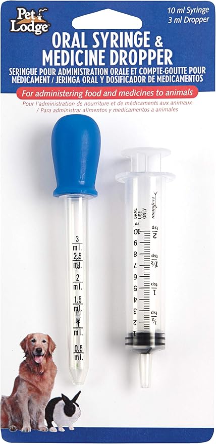 Pet Lodge Oral Syringe & Medicine Dropper for Animals Administer Food & Medicine to Your Pet (Item No. 171601)