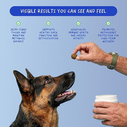 Milk Thistle for Dogs - 90 Soft Chews - Liver and Kidney Support - Hepatic Support with EPA & DHA - Detox - Liver Supplement for Dogs with Choline and L-Arginine.
