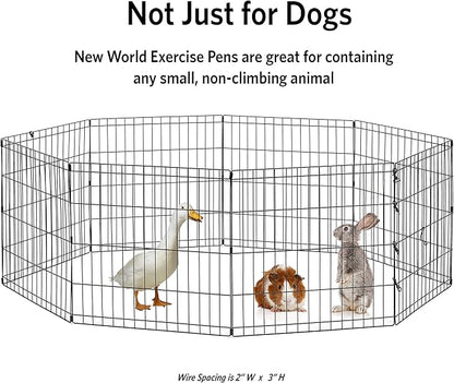 New World by MidWest Homes for Pets 30-Inch Exercise Pen, for Indoor and Outdoor use, 16 Sq Feet of Play, Folding Dog Pen, No Door Design for Maximum Security, Easy to Set Up, Foldable Pet Playpen