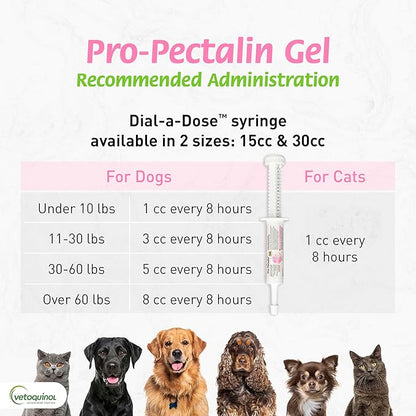 Pro-Pectalin Oral Paste for Dogs & Cats, Helps Relieve Occasional Diarrhea in Cats and Dogs, Situational Diarrhea Relief with Kaolin and Pectin, Contains Beneficial Probiotic Bacteria, 15cc