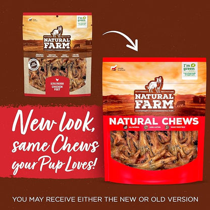 Natural Farm Nail-Free Chicken Feet Dog Treats (40 Pack), 100% Free-Range Air Dried Chicken Feet, No Nails, Fully Digestible, High Protein, Low Calorie, Joint Support, Single Ingredient