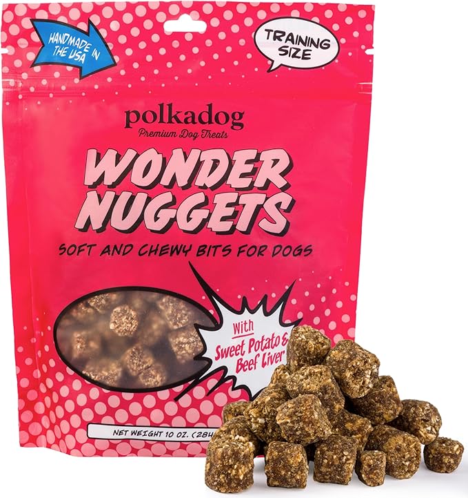 Polkadog Wonder Nuggets Soft & Chewy Dog Treats - Sweet Potato & Beef, All Natural, Limited Ingredient, Premium Training Treats for All Breeds, Great for Allergies, Made in USA - 10oz
