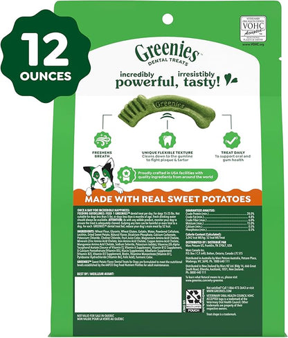 Greenies Veterinarian-Recommended Adult Natural Dental Dog Treats Petite Size, Sweet Potato Flavor, 12 oz. Pack, 20 Count