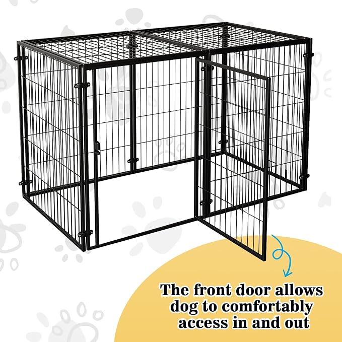 XPIY Large Dog Crate – Metal Kennel for Medium and Small Dogs, Safe Indoor & Outdoor XL Big Puppy Cage, Pet Playpen Yard, Dog Fence Playpen Easy Assembly (Black(No mat), 59Inch(No mat))