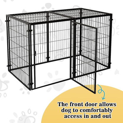 XPIY Large Dog Crate – Metal Kennel for Medium and Small Dogs, Safe Indoor & Outdoor XL Big Puppy Cage, Pet Playpen Yard, Dog Fence Playpen Easy Assembly (Black(No mat), 59Inch(No mat))