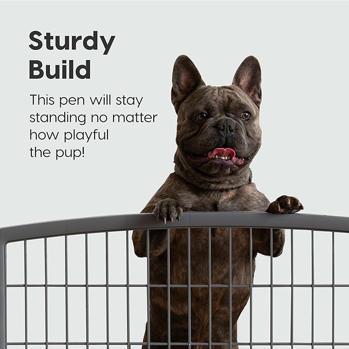 IRIS USA 24" Exercise 4-Panel Pet Playpen, Puppy Pet Small Medium Dog Pen Keep Pets Secure Easy Assemble Rust-Free Heavy-Duty Molded Plastic Customizable, Dark Gray