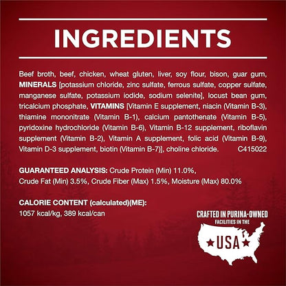 Purina ONE High Protein Wet Dog Food True Instinct Tender Cuts in Dog Food Gravy with Real Beef and Bison - 13 oz. Cans,(Pack of 24)