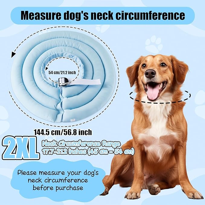 Soft Dog Cone Collar - Adjustable Recovery Cone for Large Dogs After Surgery to Stop Licking, Waterproof Elizabethan Protective Neck Donut Collar Alternative for Pet (Blue, 2XL)