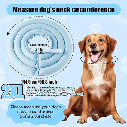 Soft Dog Cone Collar - Adjustable Recovery Cone for Large Dogs After Surgery to Stop Licking, Waterproof Elizabethan Protective Neck Donut Collar Alternative for Pet (Blue, 2XL)