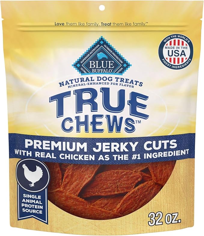 Blue Buffalo True Chews Premium Jerky Cuts Dog Treats, Made in the USA with Natural Ingredients, Chicken, 32-oz Bag