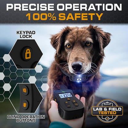 INVIROX Ultra K9 Dog Training Collar with Remote, 124 Levels for Reactive, Stubborn or Hard-to-Train Dogs, ¾ Mile Range, Night-Light Mode, Safe Communication, IP67 Waterproof E Collar for Large Dogs