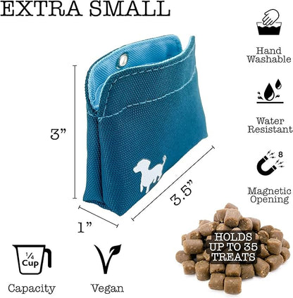 Pocket Sized Dog Treat Pouch - Treat Pouches for Pet Training - Dog Treat Pouch with Magnetic Closure - Dog Walking Treat Bag for Dog Training - Turquoise