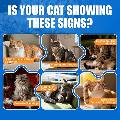 Just Try 300 Bites Skin and Coat Healthy Cat Vitamins for Indoor Cats Omega 3 for Cats Salmon Oil Supplements- Cat Itchy Skin Relief