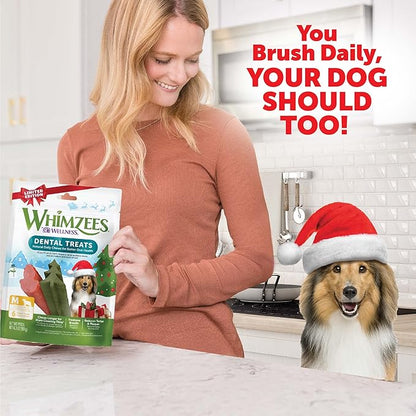 Whimzees by Wellness Holiday Natural Grain Free Dental Chews for Dogs, Medium Breed, 6 Count (Pack of 2)