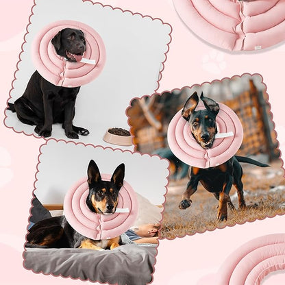 Soft Dog Cone Collar - Adjustable Recovery Cone for Large Dogs After Surgery to Stop Licking, Waterproof Elizabethan Protective Neck Donut Collar Alternative for Pet (Pink, 2XL)