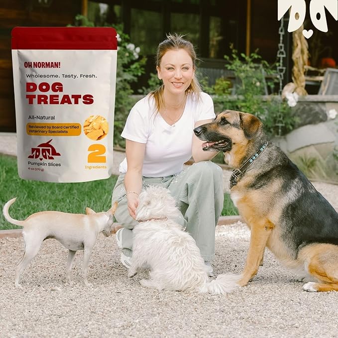 OH NORMAN! Two-Ingredient Pumpkin Dog Treats by Kaley Cuoco, Healthy Dog Treats for All Life Stages and Breeds, Air Dried, Ethically Sourced in Canada, 6 Oz