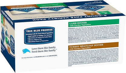Blue Buffalo Homestyle Recipe Adult Wet Dog Food,Made with Natural Ingredients,Turkey and Lamb Dinner Variety Pack,12.5-oz Cans (,3 of Each),(Pack of 12)