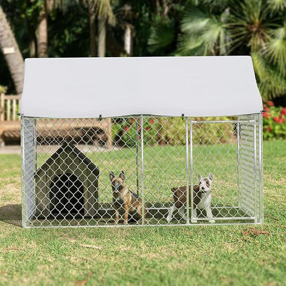 EUNHOO Dog Kennel for Outside, 7'L x 5.9'W x 5.05'H Large Dog Enclosures for Big Dogs, Dog Kennel Playpen with Roof, Metal Wire Dog Run