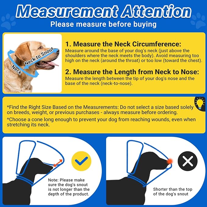 Dog Cone to Stop Licking, Clear Recovery Collar with Detachable Zipper, Sturdy Elizabethan Collar for Large Medium Small Dogs, Soft Adjustable Cone After Surgery Patented, Blue XL