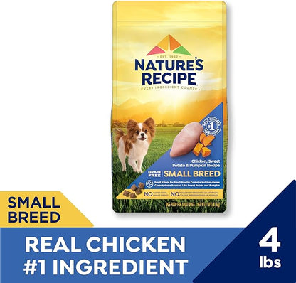 Nature's Recipe Grain Free Small Breed Dry Dog Food, Chicken, Sweet Potato & Pumpkin Recipe, 4 lb. Bag