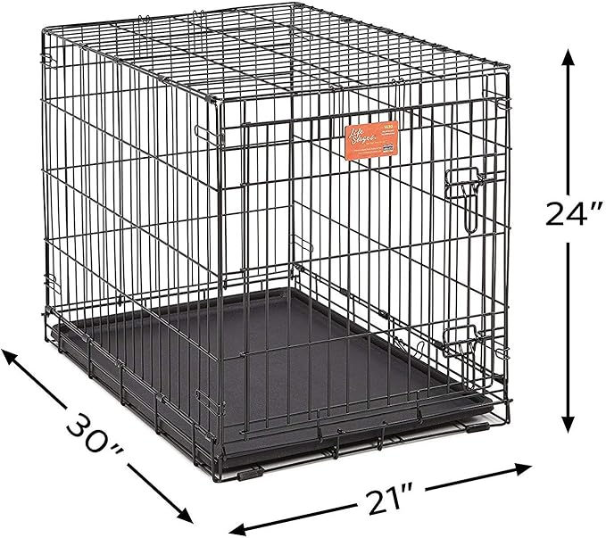 MidWest Homes for Pets 30-Inch LifeStages Crate for Medium Breeds, 21-40 lbs, Single Door Folding Dog Crate with Divider Panel, Leak-Proof Tray & Secure Latch, Heavy-Duty & Easy to Assemble