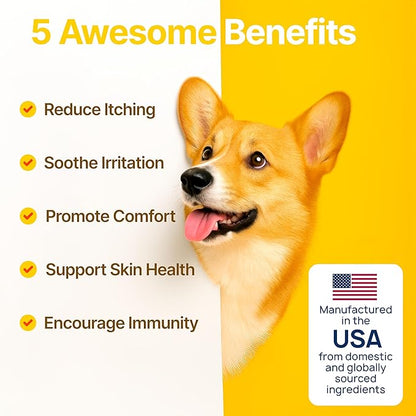 Dog Allergy Chews – Dog Allergy Relief, Itch Relief for Dogs – Anti Itch, Allergies & Immune Chews for Dogs with Omega 3 Fish Oil, Colostrum & Probiotics – 340 Count, Made in USA