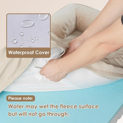 EHEYCIGA Orthopedic Dog Bed for Medium Dogs, Waterproof Memory Foam Medium Dog Beds with Sides, Non-Slip Bottom and Egg-Crate Foam Pet Couch Bed with Washable Removable Cover, Beige