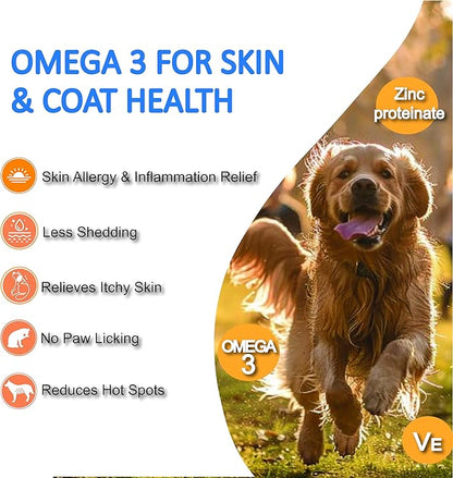 Freeze-Dried Probiotics for Dogs with Enzymes, Omega-3 & Zinc - 6B CFUs, 12 Strains + Prebiotics for Gut, Skin & Coat, Immune & Sensitive Stomach Support - Chicken Flavor, 120 Chews