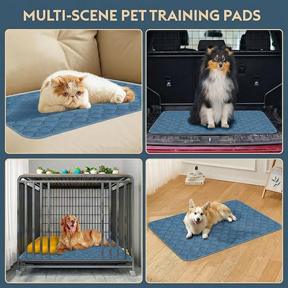 FunFurry Washable Pee Pads for Dogs - 2 Pack Reusable Pee Pads，Waterproof Puppy Pads，Pet Training Pads，Super Absorbent with Dog Paw Shape Non-Slip Backing (Blue, 18" X 24" - 2 Pack)