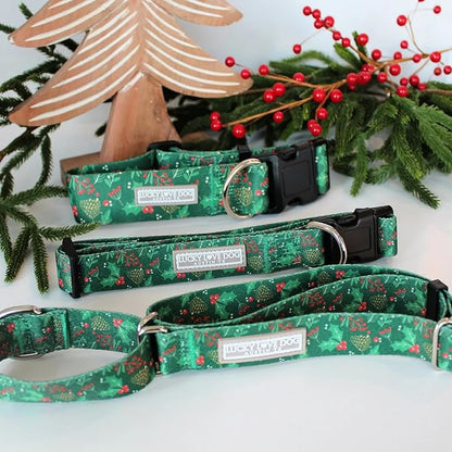 Lucky Love Dog - Easy Click Holly Dog Collar with Leash Set Combo, Durable & Comfortable for Male & Female Dogs, Pet Collar for Large Dogs, Secure Fit - Holly Combo, Large