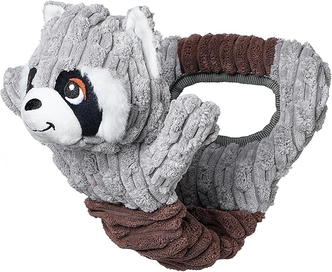 Sedioso Tug of War Dog Toy, Durable Large Breed Dog Toy, Though Stuffed Dog Squeaky Toy with Crinkle Paper for Small, Middle and Big Dogs(Raccoon)