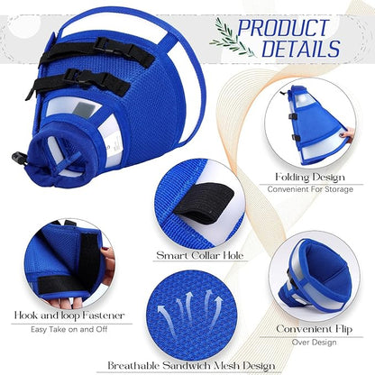 Dora Bridal Dog Cone Collar for Large Dogs After Surgery, Soft Comfy Recovery Pet Cone Alternative, Adjustable Elizabethan Collar for Dogs to Stop Licking, Blue, L