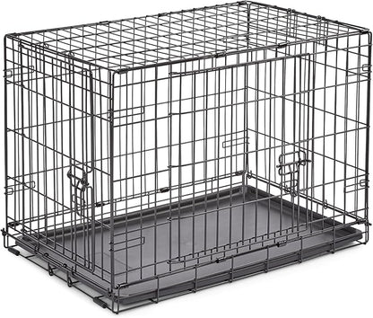 Midwest Homes for Pets 30-Inch New World Crate for Medium Breeds, 21-40 lbs, Double Door Folding Dog Crate, Leak-Proof Tray & Secure Latches, Portable, Durable & Easy to Assemble
