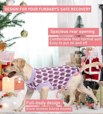Dog Surgery Recovery Suit, Recovery Suit for Dogs Male Female Spay & Neuter, Anti-Licking Surgical Onesie for Dogs After Surgery Wear, Dog Cone Alternative (Shaped Purple, L)