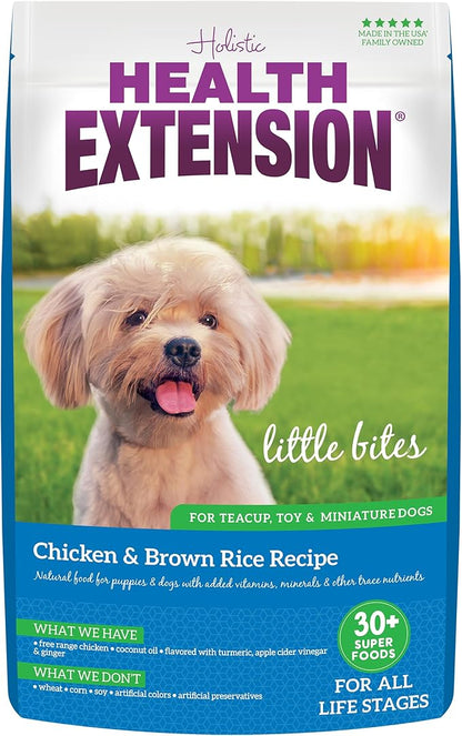 Health Extension Little Bites Dry Dog Food for Toy and Small Breeds, Chicken & Brown Rice Recipe, with Probiotics & Superfoods for Digestion & Coat Health, 10 lb Bag
