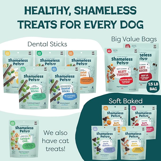 Shameless Pets Soft & Chewy Dog Treats, Lucky Ducky Meaty Tenders, 1.5lb – Real Duck is 1st Ingredient – Grain Free, No Corn or Soy – Digestive Support – for Small, Medium & Large Dogs
