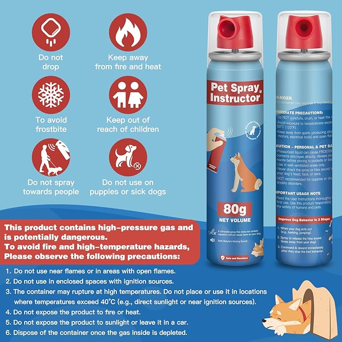 Corrector Spray Dog Trainer - 80ml 2 Pack Professional Dog Corrector Spray for Stops Barking, Jumping, Aggression & Unwanted Behaviors, Safe, Humane & Effective
